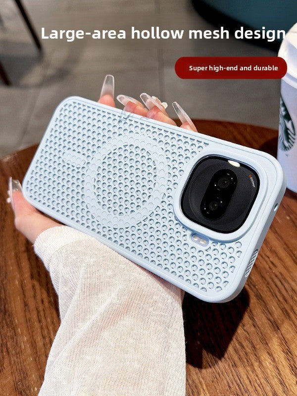 Heat dissipation magnetic suction For iQOOZ11turbo mobile phone case New z10turbopro Large area honeycomb mesh Heat dissipation magnetic attraction protection z9 All-inclusive anti-drop men's and women's cases Phone Accessories