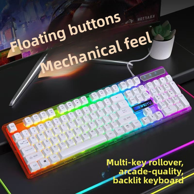 Gaming Mechanical Feel High-Appearance Wired Silent Mouse Set for Desktop Office and PC Use