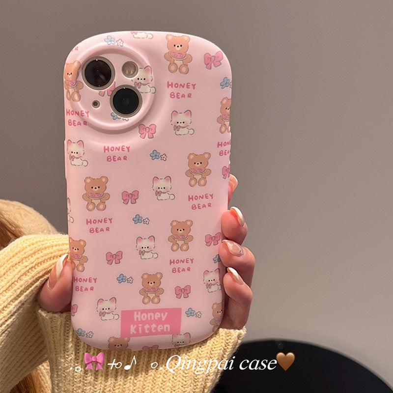 Accessories ins cute pink bear rabbit for apple 15promax mobile phone case iphone13 new 14pro female