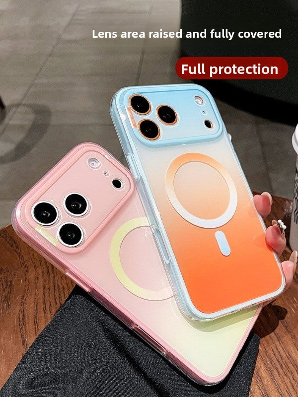 2-in-1 Dual-layer Magnetic Case for iPhone 17 Pro Max New iPhone 16 Gradient Color Block Magnetic Fashion Protective Case 15 Pro Men and Women Shockproof Case Phone Accessories