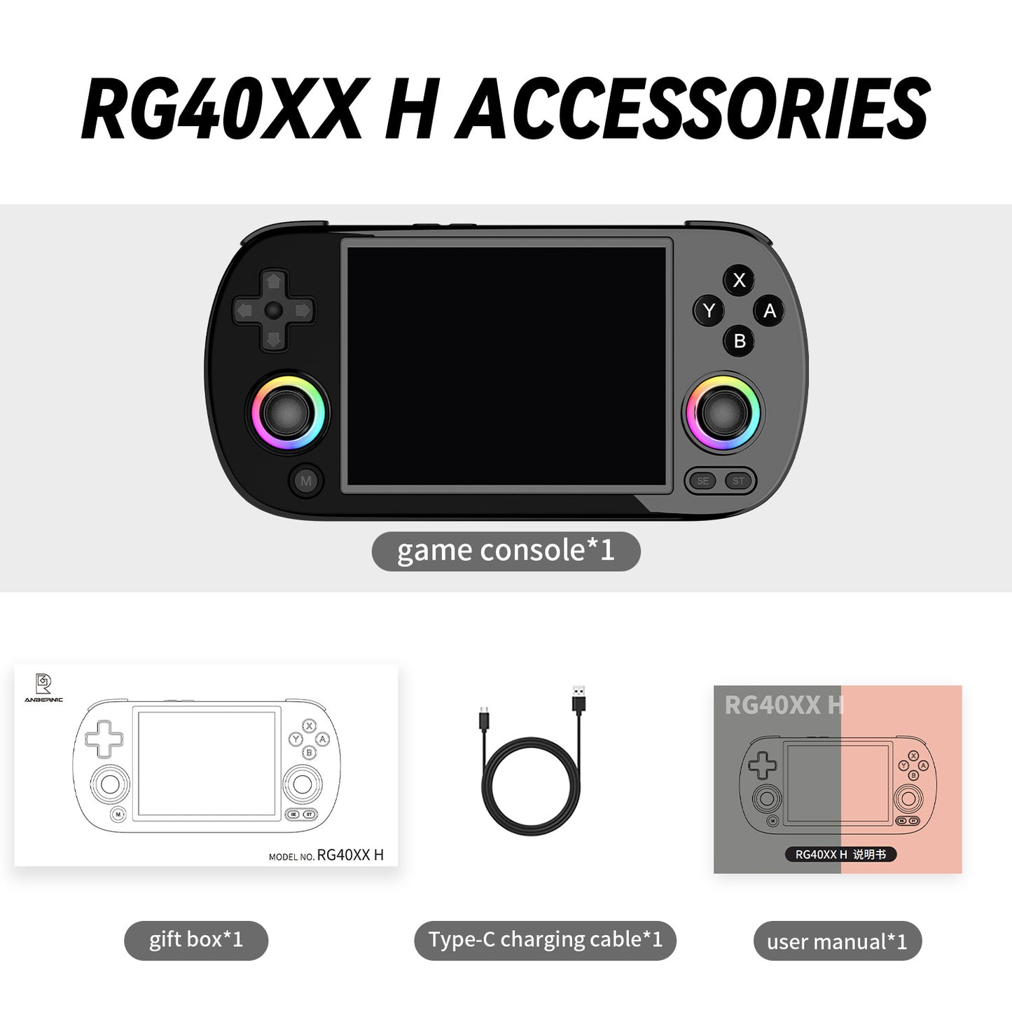 4" inch G40XXH IPS HD Linux 64G 128G 256G  RGB joystick 3200mA rechargable 2.4G Support wireless gamepad Ultra-Thin games Handheld Game Player console joystick ambient light retro, handheld game console, portable handheld