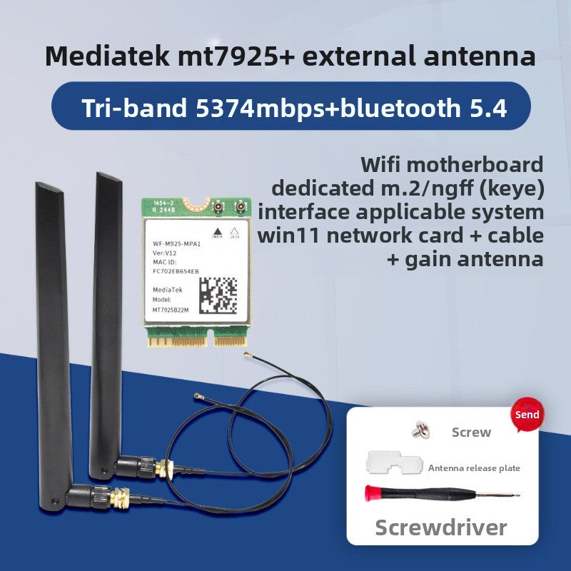 Wifi card for MT7922/MT7925/MT7902 WiFi6 WiFi6E MediaTek AW-XB604NF MT7921K MT7927 MT7922A22M MT7902 MT7925B22M RZ616 RZ608 RZ717 RZ608 0C011-00300100 0R5DHJ Wireless network interface card Bluetooth 5.4 Laptop Desktop AMD