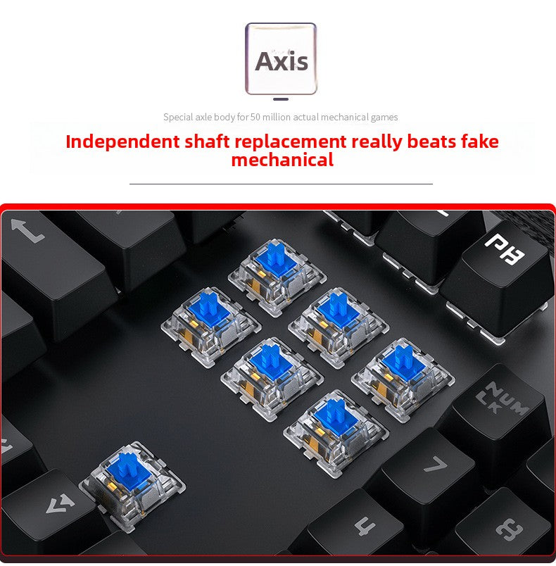 Silver Sculptor Summoner Real Mechanical Keyboard, Interchangeable Axis Gaming Blue Axis Gaming Punk Wired USB