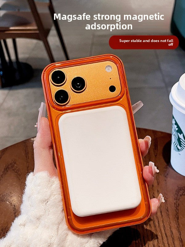 Transparent jelly magnetic suction for iPhone 17promax mobile phone case New iPhone16 women's large hole frame dopamine anti-drop protective case 15pro simple niche case Phone accessories
