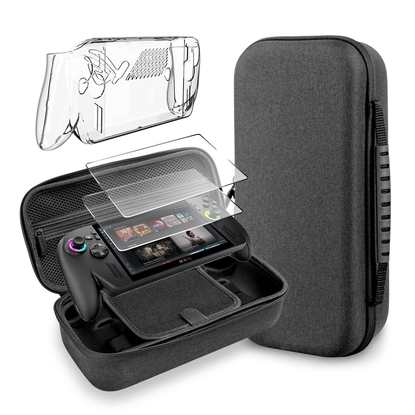 Protection set for ASUS ROG XBOX ALLY X handheld storage bag crystal case tempered glass film