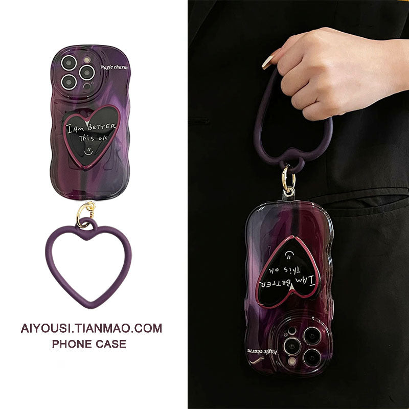 Accessories smudge gradual change dark purple love bracket for apple 15 mobile phone case iphone13 Japan and Korea 15promax new