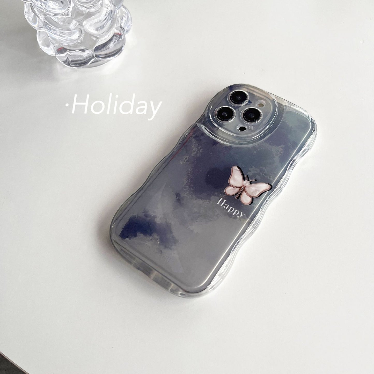 Accessories [Apple] iphone15/14promax wave niche ins smudged butterfly anti-drop women's new mobile phone case