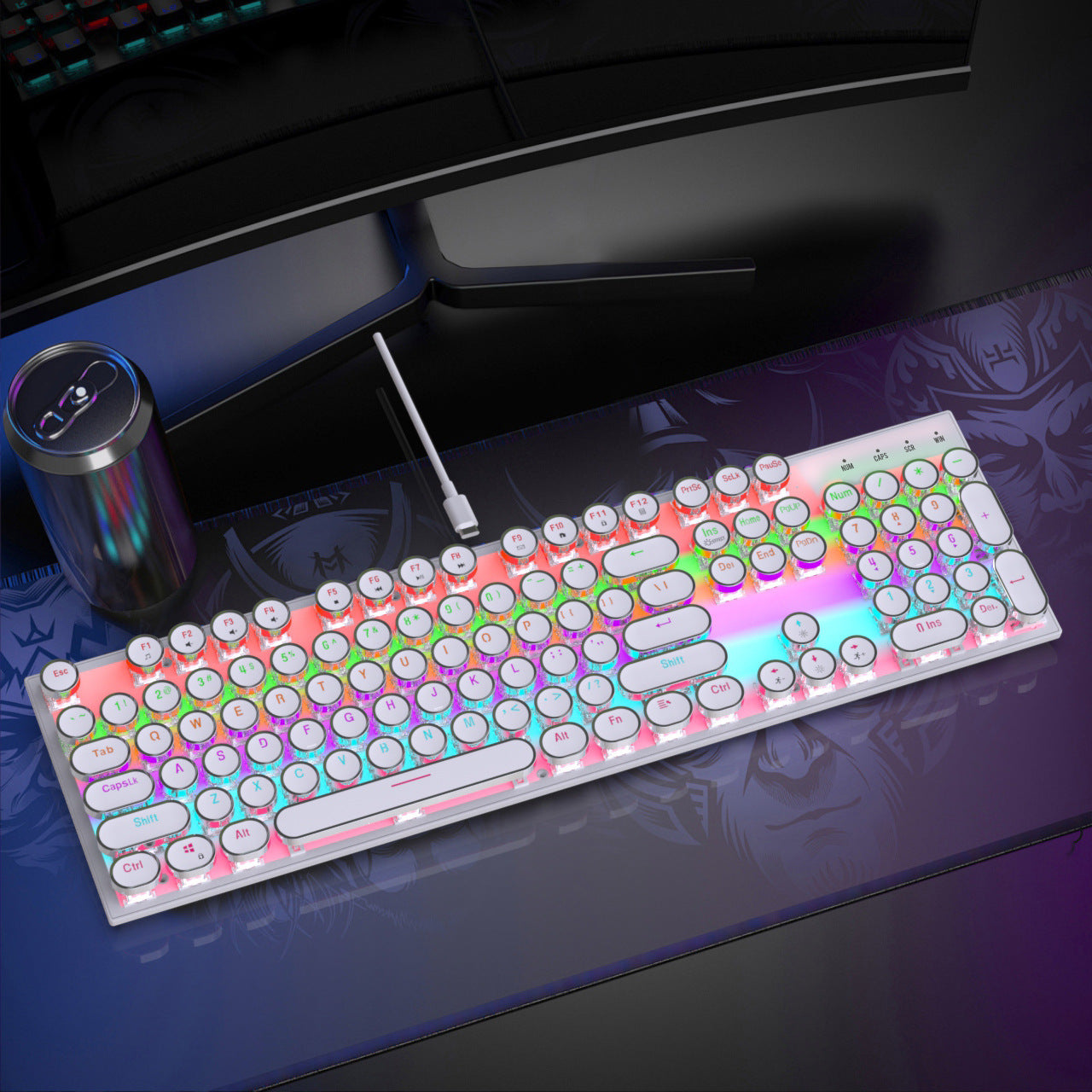 Punk steam retro mechanical keyboard three-mode RGB pluggable shaft body green shaft