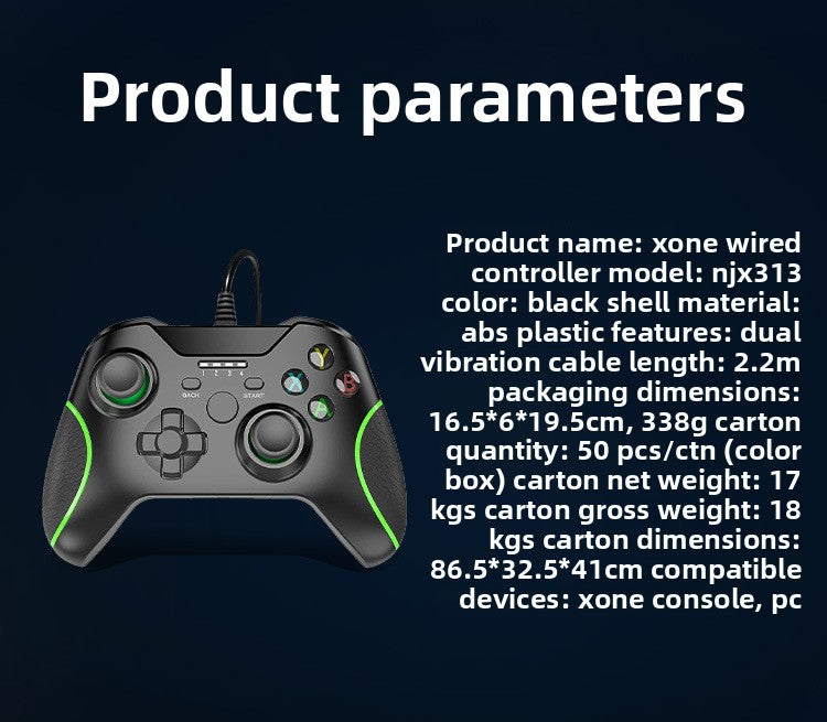 dual motor vibration dual Joystcik Plug and play without setup compatible with X ONE console PC devices Wired gamepad with headphone jack