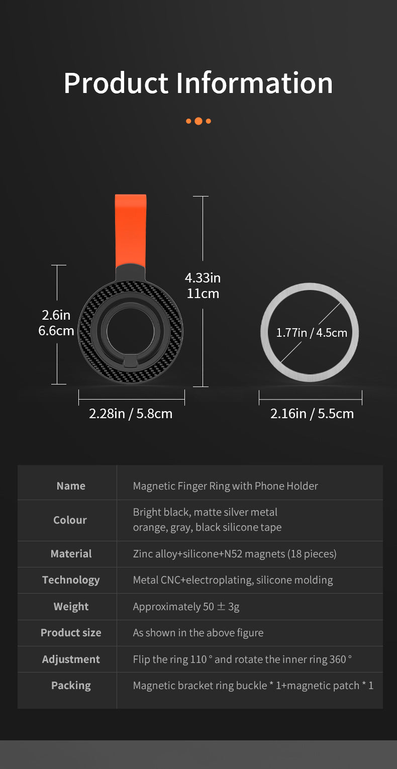 Upgraded magsafe double-sided magnetic bracket carbon fiber multi-function 360 ° ring buckle folding mobile phone holder