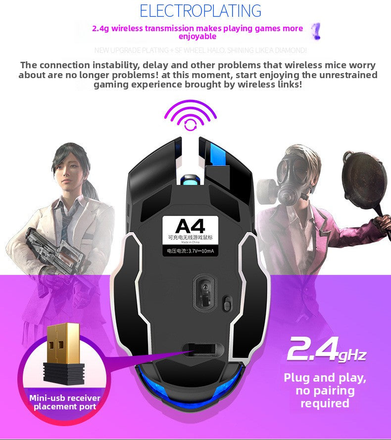Silver Condor A4 rechargeable wireless mouse mute computer home office e-sports game