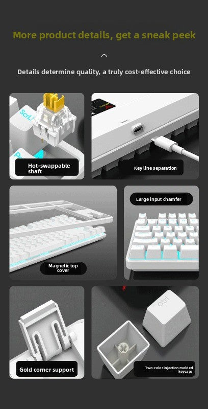 87-key true mechanical keyboard with mixed light RGB plug enhances the appearance level and is suitable for e-sports, office games and other uses