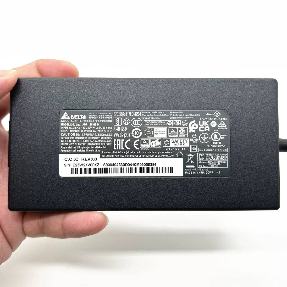 Genuine New DELTA  ADP-120VH D 120W 20V 6A AC Adapter Charger for MSI GF63 Thin 11SC 11UD series power supply MSI laptop repair parts