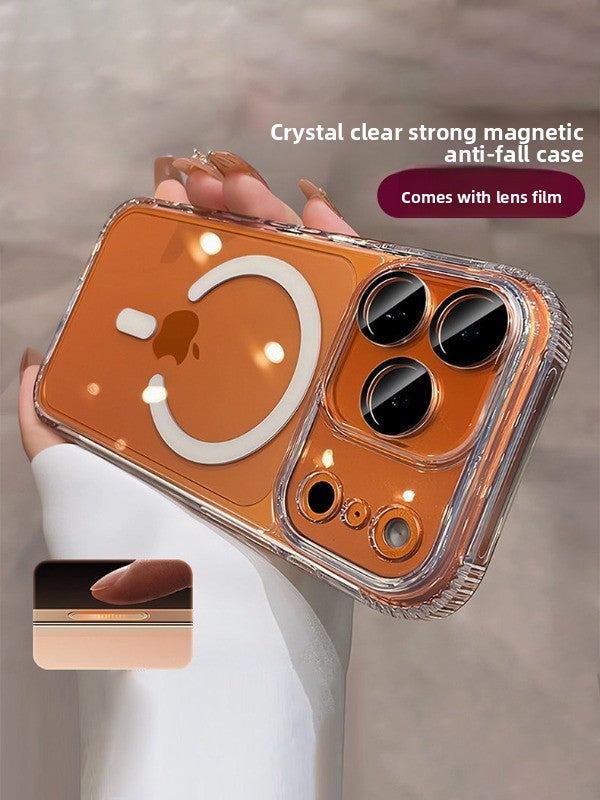 All-inclusive with camera button for iPhone 17promax mobile phone case New iPhone16 Magnetic suction tape Lens film Airbag anti-drop 17pro Full transparency Advanced sense 16pro Simple shell Phone accessories