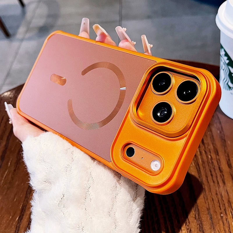 Frosted mesh Magnetic suction For iPhone 17promax mobile phone case New iPhone18Pro skin feel non-slip all-inclusive anti-drop 16Pro strong magnetic adsorption men's and women's shell Phone Accessories