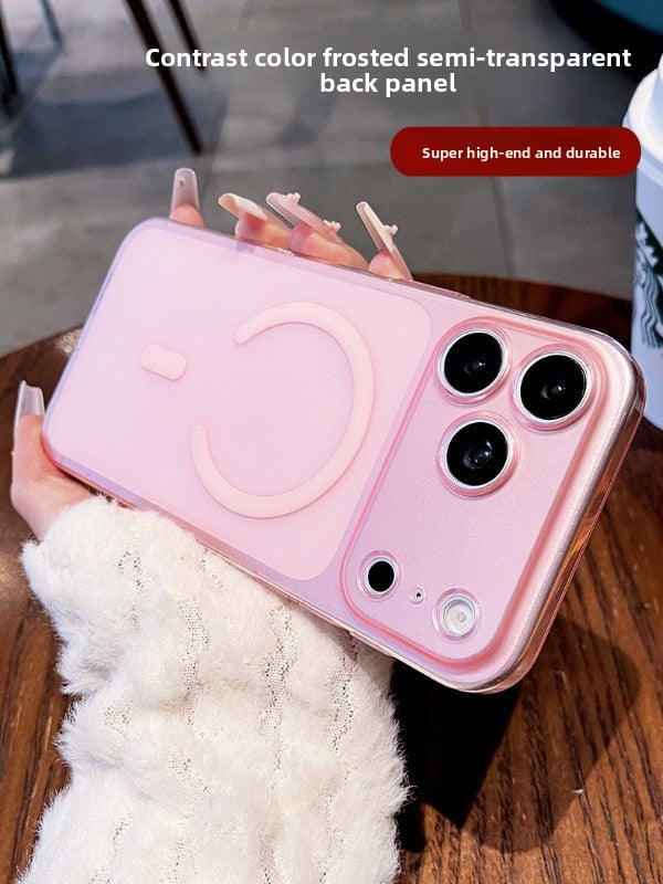 Ultra-thin ice mist magnetic suction for iPhone 17promax mobile phone case New iPhone16 skin matte fine hole all-inclusive protective case 15pro semi-transparent anti-drop case Phone accessories
