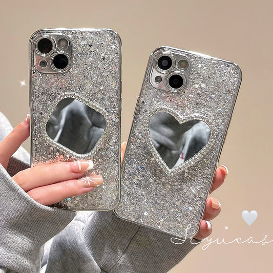 Accessories Luxury Flash Diamond Love Mirror Suitable for Apple 15promax Mobile Phone Case iphone14pro Premium 12pro