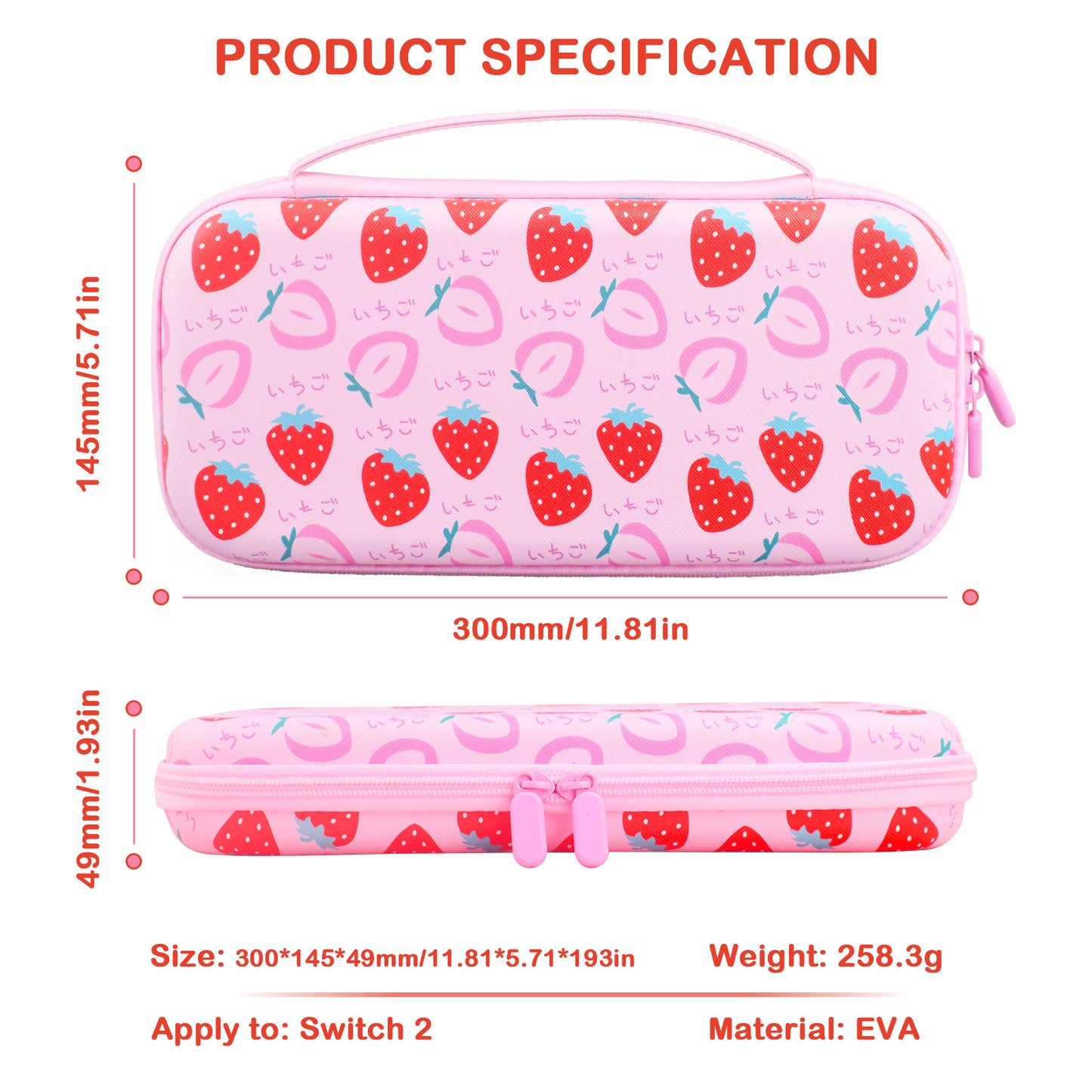 Applicable Nintendo Switch 2 Storage Bag NS2 Game Console Bag EVA Hard Bag Strawberry Bag Oblique Span Bag Shoulder Strap