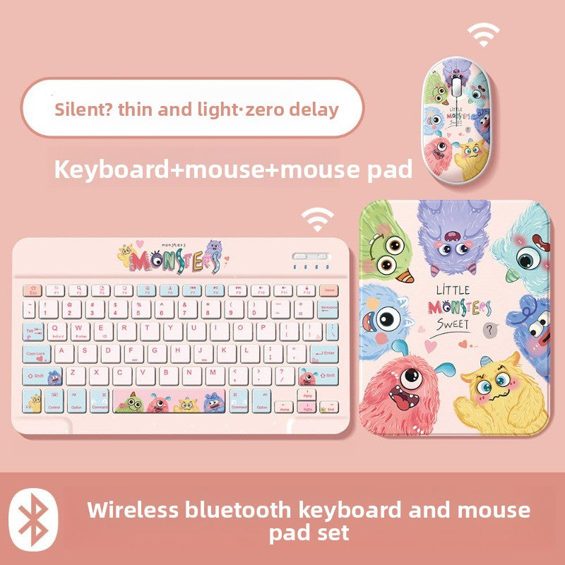 Wireless Bluetooth Keyboard Set For Apple Huawei Xiaomi Tablet PC Special External iPad Keyboard Mouse Set Office Silent No Delay Comfortable and Thin Little Monster Tablet Accessories