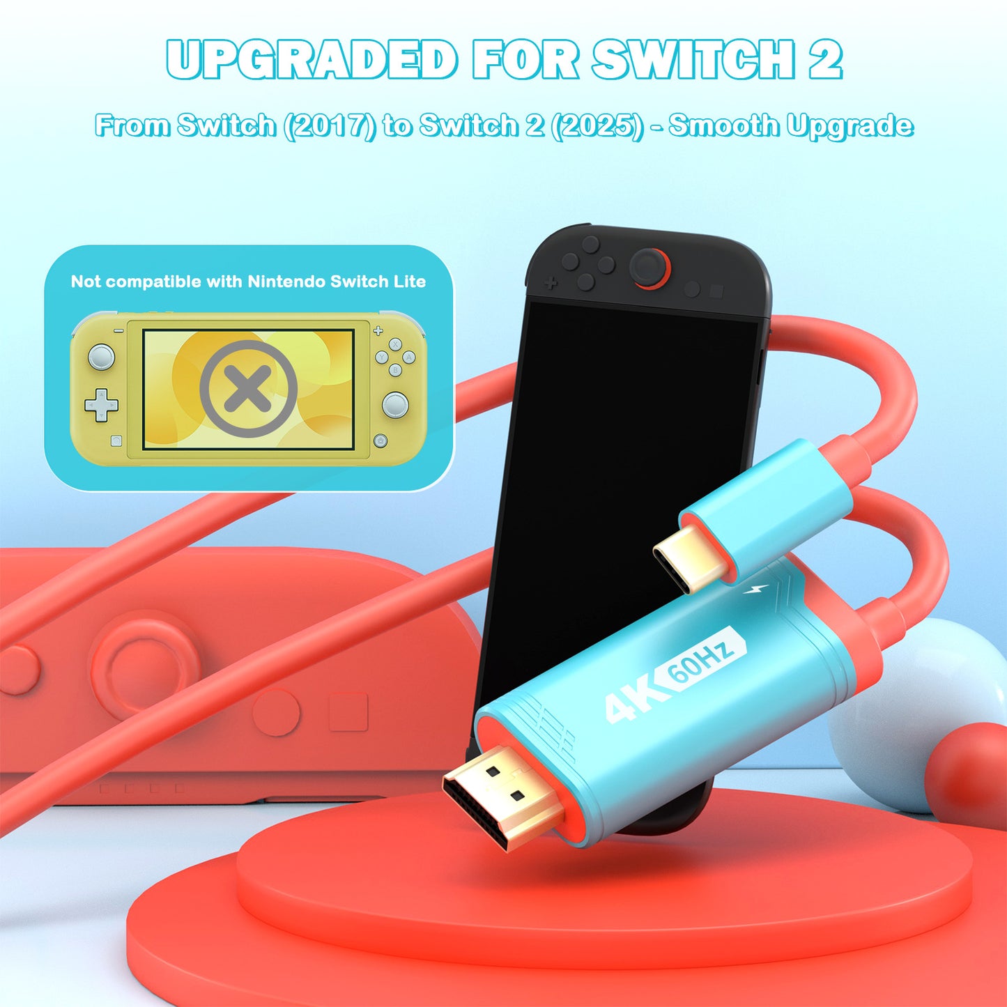 Suitable for Nintendo Switch 2 projection cable NS2 portable high definition HDMI adapter cable ROG ALLY video cable