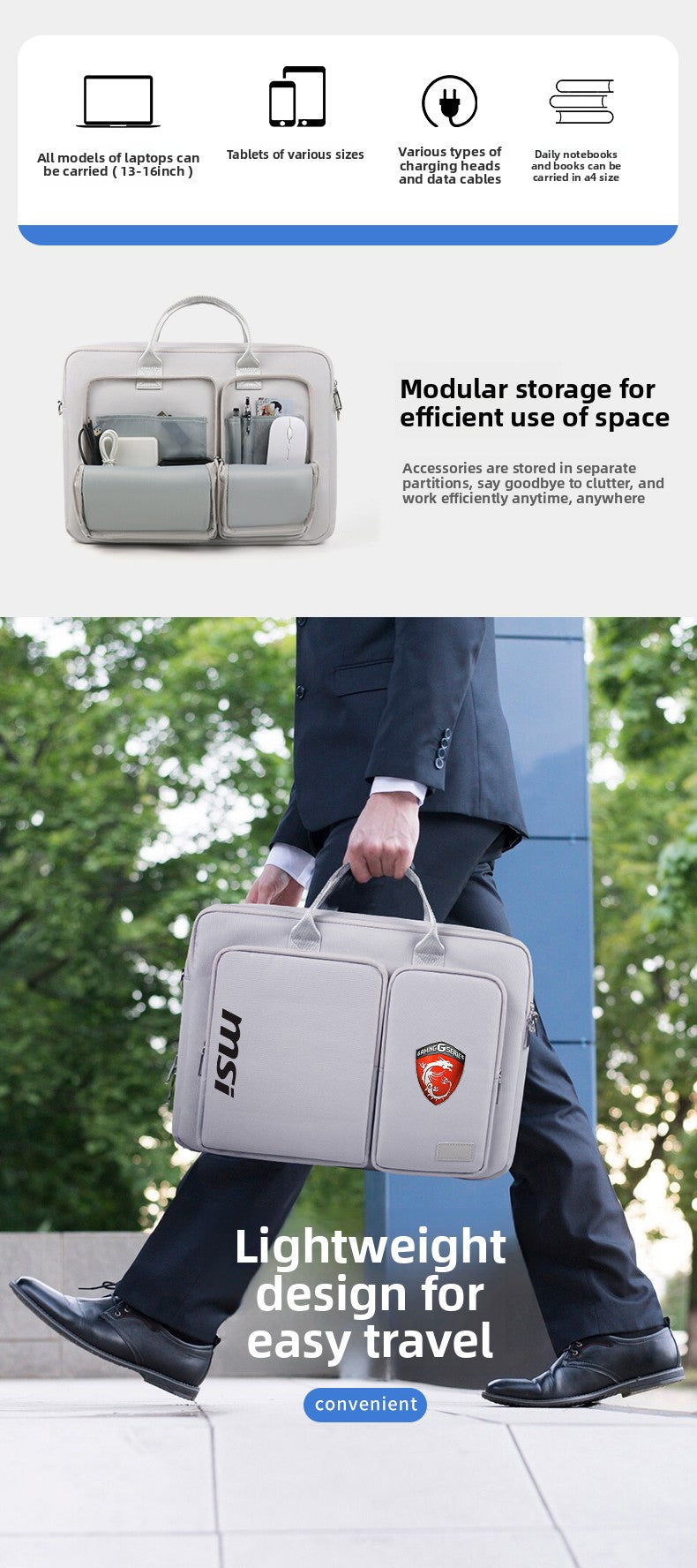 MSI Cyborg 15.6 inch, computer bag Katana GF66 Titan GP78 waterproof, notebook bag 17.3 inch, shoulder bag, protective computer bag.