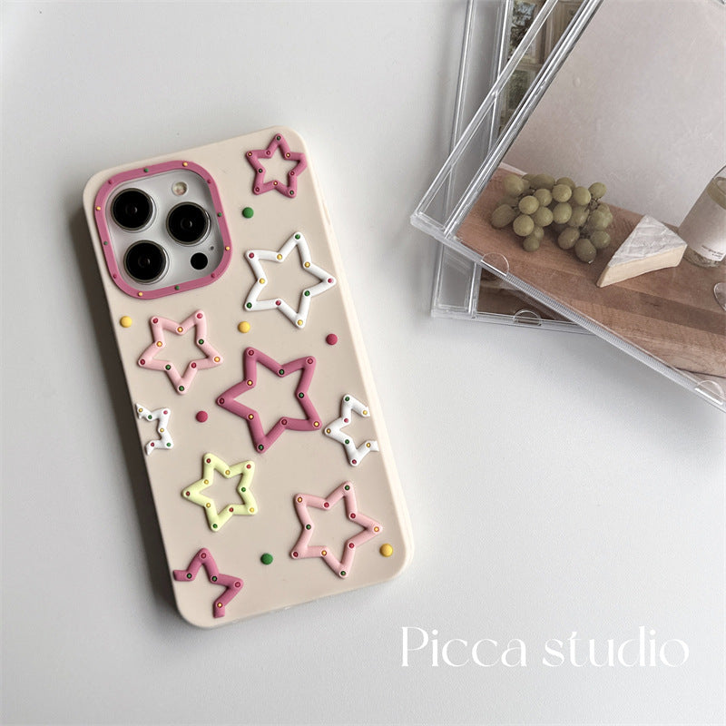 Accessories three-dimensional girl color stars for iphone14pro max mobile phone case apple 13 silicone soft case 12