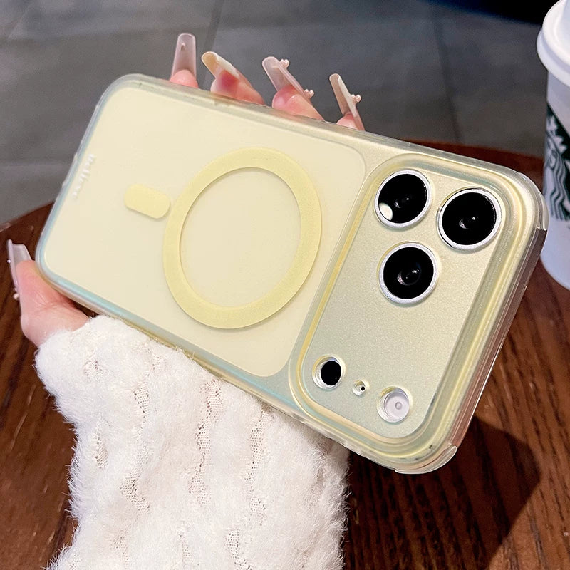 Ice mist matte magnetic suction for iPhone 17promax mobile phone case New iPhone16 transparent silicone soft edge matte magnetic suction protective case 15pro button all-inclusive protection Phone accessories