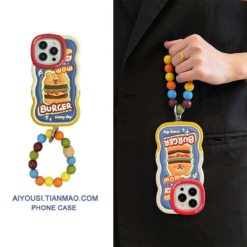 Accessories Creative Leather Funny Burger for iPhone 14Promax Phone Case Apple 13 Trend 12 Japan Korea 11