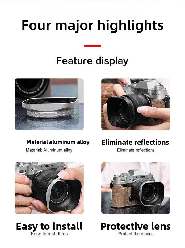 Square hood for Canon Sony Conn 16-50 Fuji 15-45/35 f2 52/43/46 mm Digital camera accessories