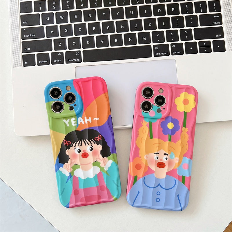 Accessories (Shipping fee not included) Cartoon cute funny girl for iPhone14promax Apple 13 mobile phone case 12 new 11 creative sets