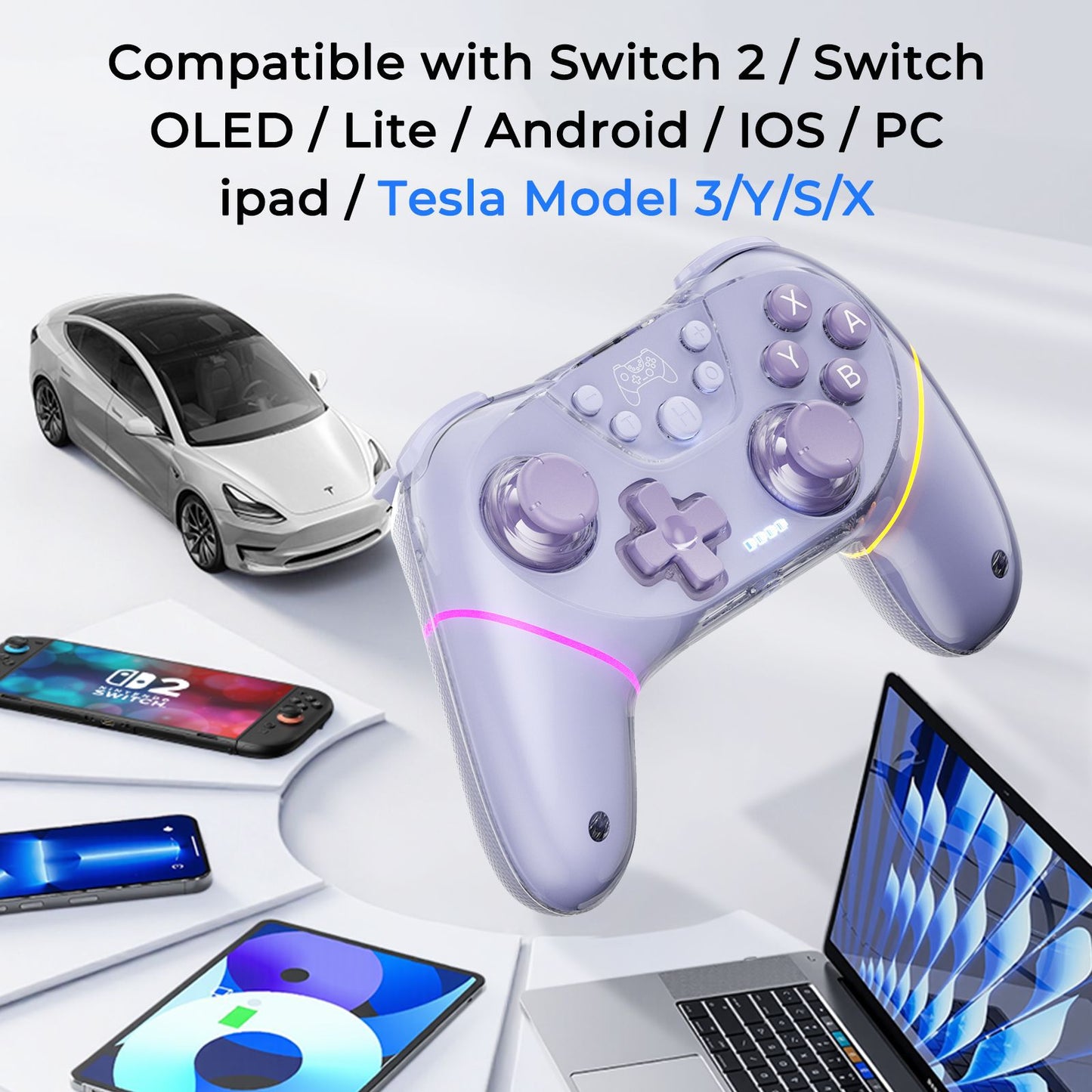 Switch Wireless Handle PC Bluetooth Universal Gamepad Double Sided Case Double Hall RBG Light Compatible Tram