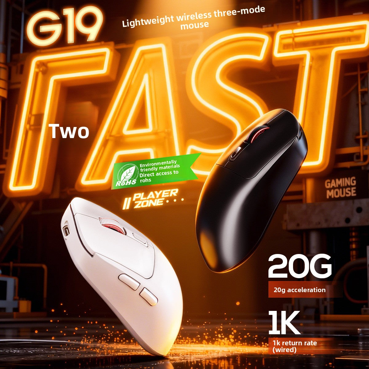 Silver Diao GI9 wireless three-mode lightweight Bluetooth mouse game e-sports desktop computer RGB wired