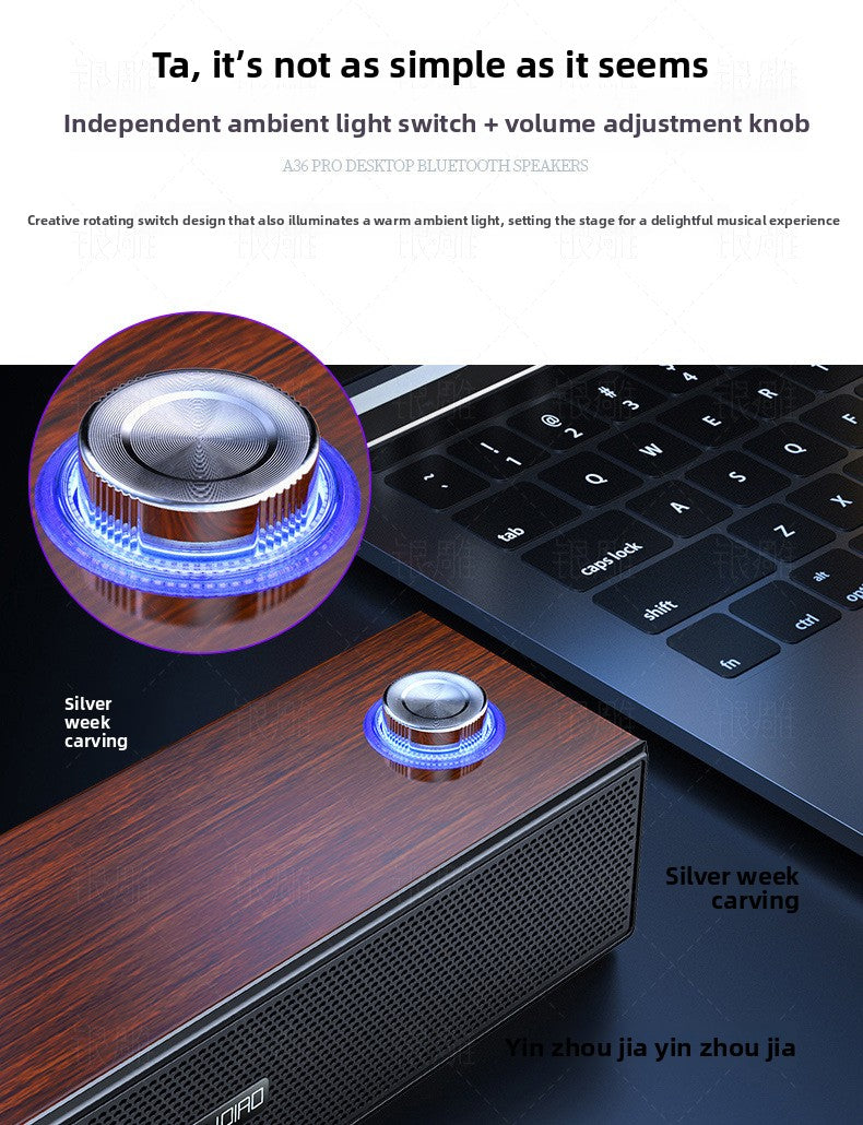 Silver Diao A36 Wood Bluetooth Audio USB Smart Computer Speaker Subwoofer