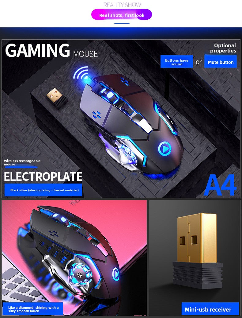 Silver Condor A4 rechargeable wireless mouse mute computer home office e-sports game