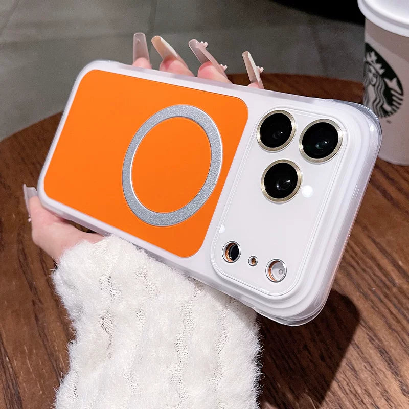 Airbag anti-drop magnetic suction for iPhone 17promax mobile phone case The new iPhone16 seconds becomes larger Windows with lens film Magnetic suction protective case 16pro Airbag anti-drop case Phone accessories