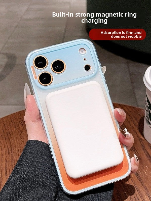 2-in-1 Dual-layer Magnetic Case for iPhone 17 Pro Max New iPhone 16 Gradient Color Block Magnetic Fashion Protective Case 15 Pro Men and Women Shockproof Case Phone Accessories