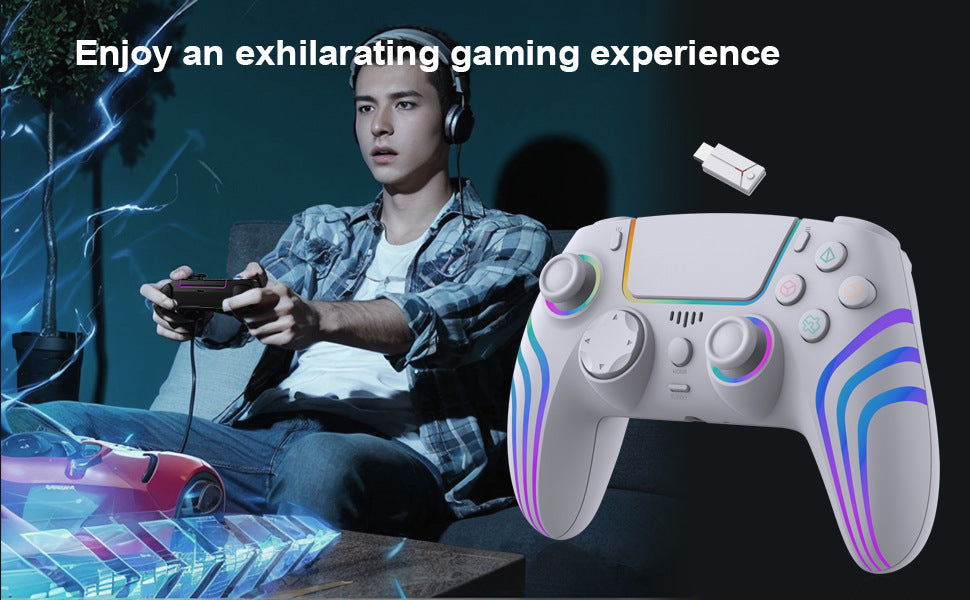 P5 wireless gamepad with colorful RGB light vibration continuous hair six-axis Switch computer handle SZ-5003G