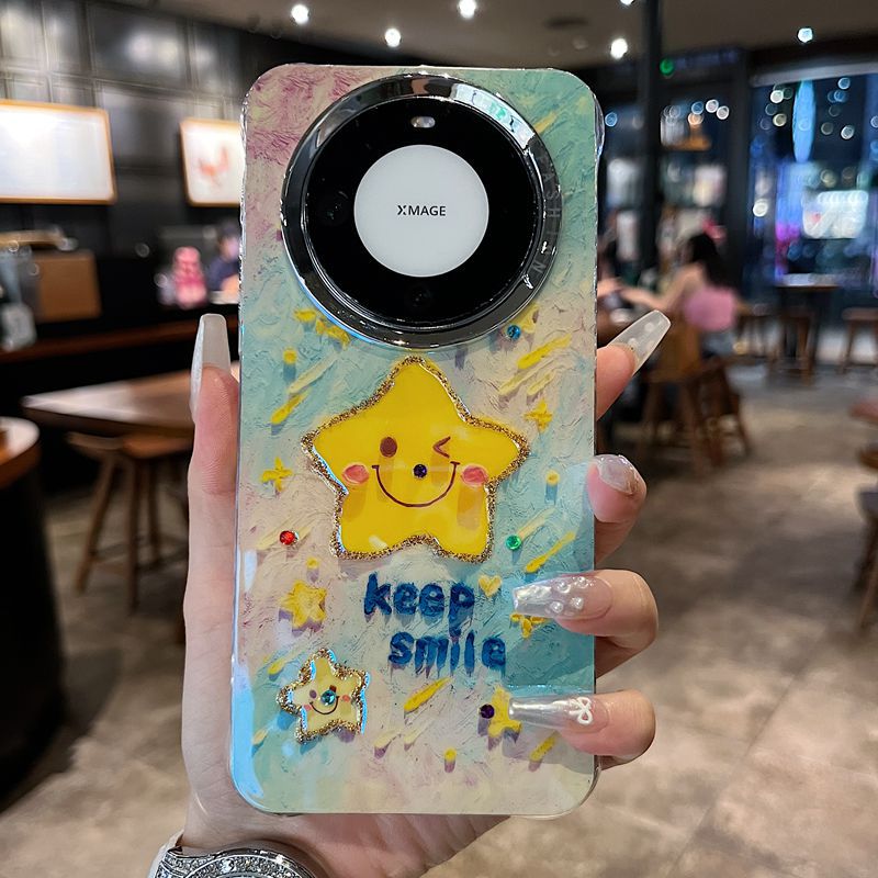 Accessories are suitable for Huawei mate60 Apple 15 series new shell cute smudge powder multiple smiley stars creative all-inclusive