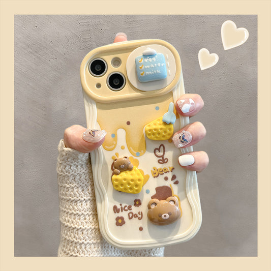 Accessories Cheese Cheese Bear Sliding Window for Apple 14promax Mobile Phone Case iphone13 Cute 11 Soft Case 12