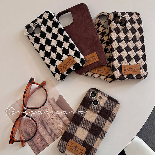 Accessories woolen brown for iPhone15 mobile phone case Apple 14 new 13 women's 12 Internet celebrities 11 trend 14promax