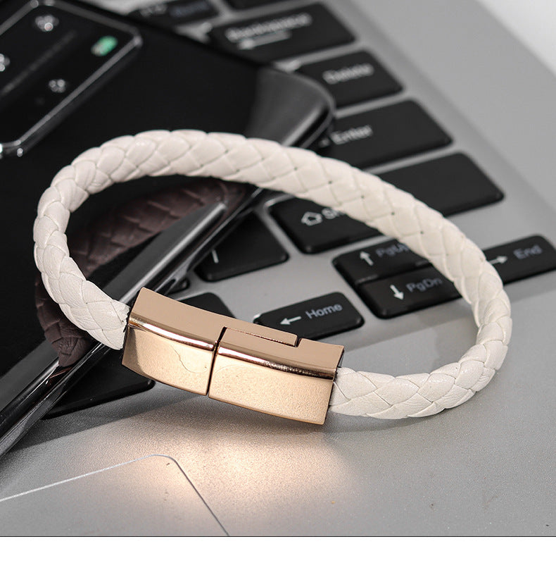 USB cable bracelet data cable, leather braided creative data cable bracelet USB data cable bracelet