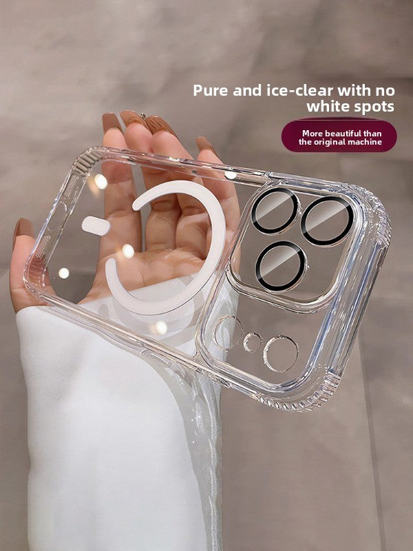 All-inclusive with camera button for iPhone 17promax mobile phone case New iPhone16 Magnetic suction tape Lens film Airbag anti-drop 17pro Full transparency Advanced sense 16pro Simple shell Phone accessories