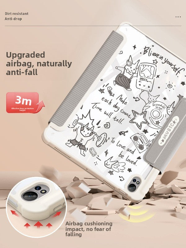 For huawei tablet case 2026 new matepad115s tablet case air12 with pen slot 2024 light and thin 11.5 inch magnetic buckle padpro anti-bend and fall se happy puppy Tablet Accessories