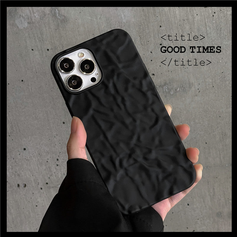 Accessories ins wind matte matte black wrinkled iPhone 12/13 Promax phone case for iPhone11/X soft case