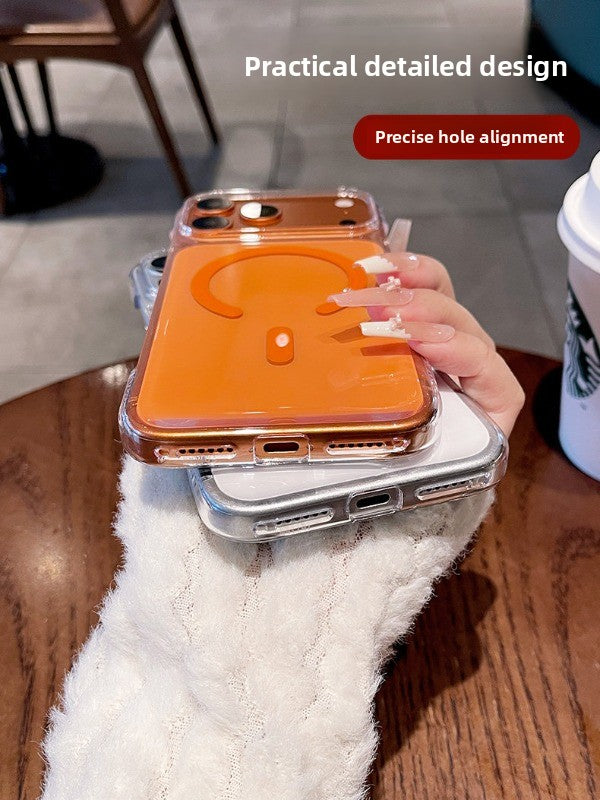 Frameless high magnetic permeability for iPhone 17promax mobile phone case New iPhone16magsafe strong magnetic adsorption Color magnetic attraction ring 15 Frameless transparent case Phone accessories