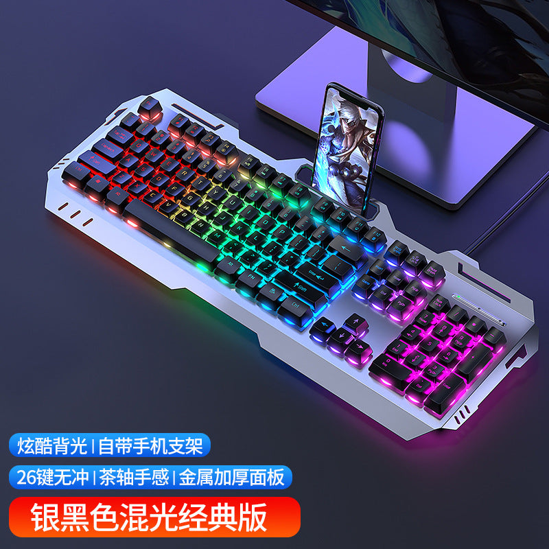 (Shipping fee not included) Cross-border mechanical tea shaft feel keyboard mouse earphone set laptop wired keyboard mouse e-sports game