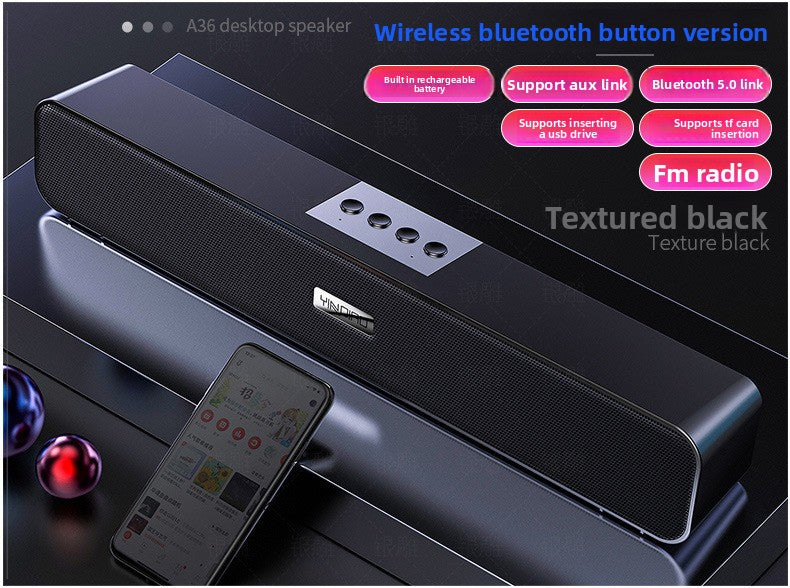 Silver Diao A36 Computer Bluetooth Audio USB Smart Speaker Subwoofer Card