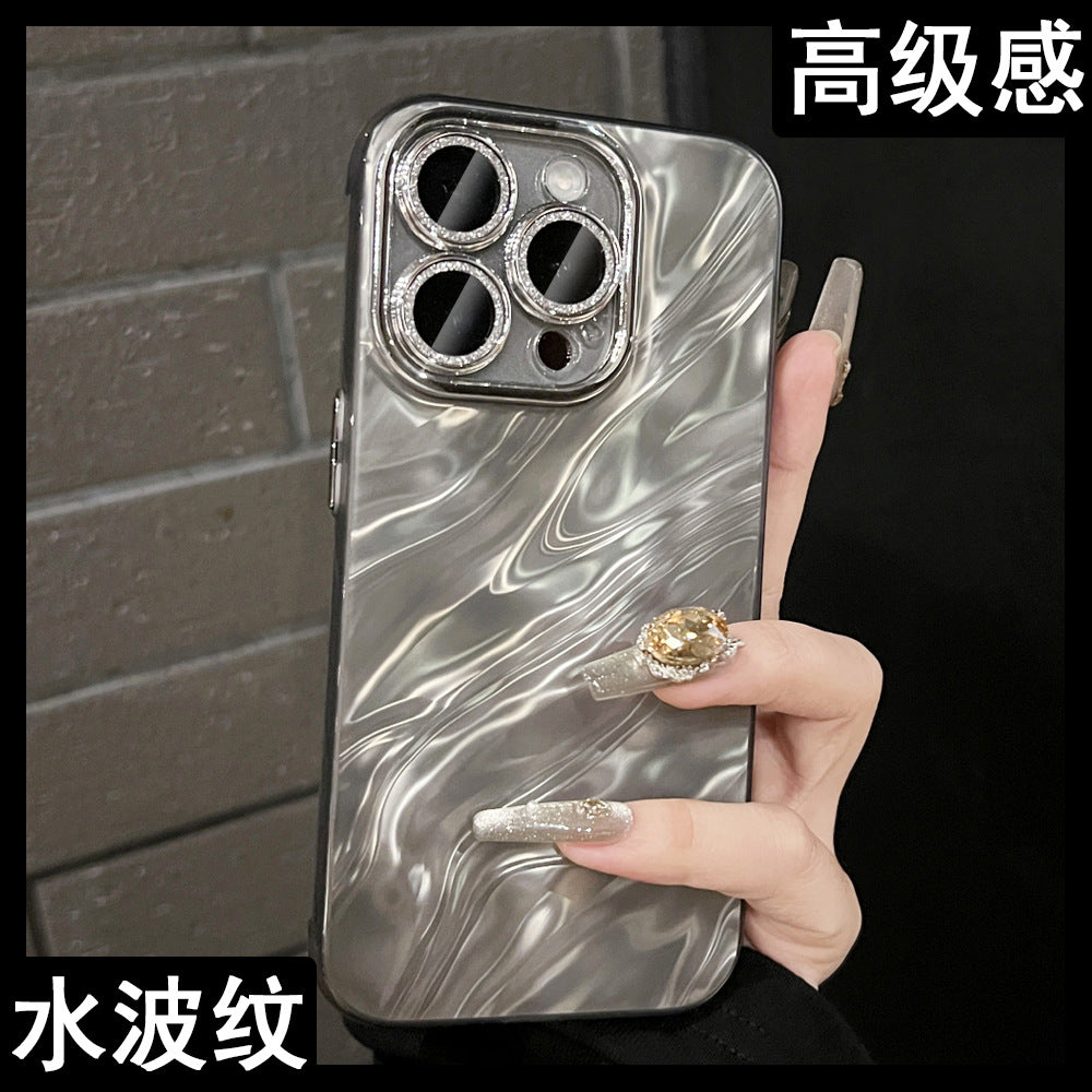 Accessories glitter water ripple black for iPhone 15 mobile phone case iPhone14promax ultra-thin 13 niche premium sense