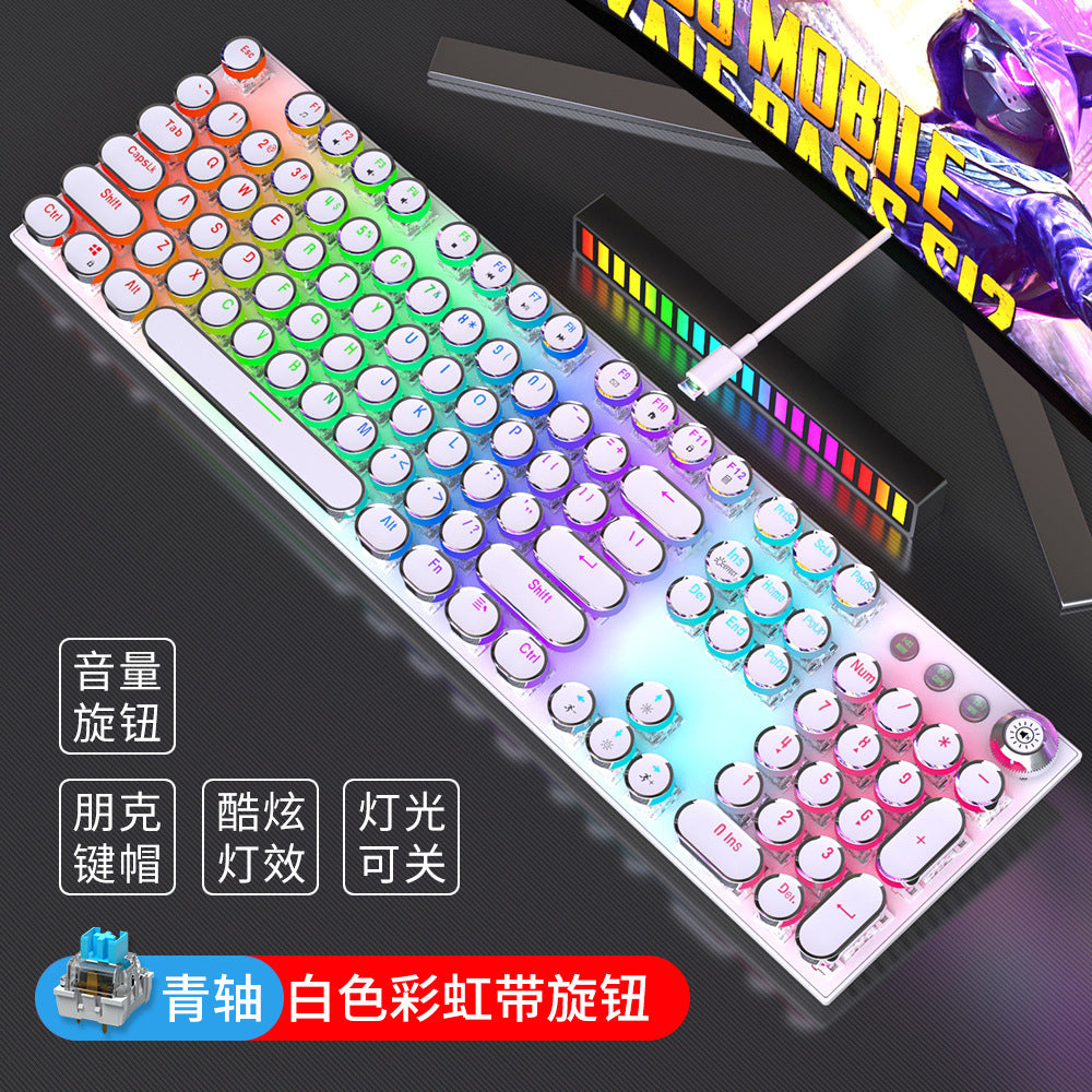 Steam Retro Punk Plated Knob Triple Mode Wireless RGB Wired Keyboard Mouse Mechanical Keyboard Computer Games