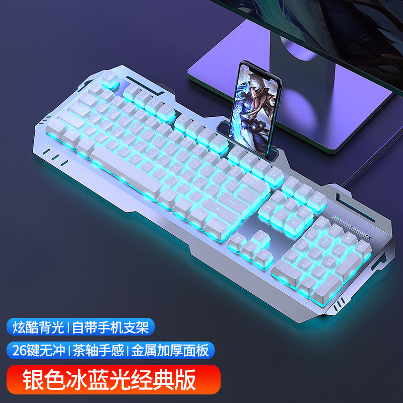 (Shipping fee not included) Cross-border mechanical tea shaft feel keyboard mouse earphone set laptop wired keyboard mouse e-sports game